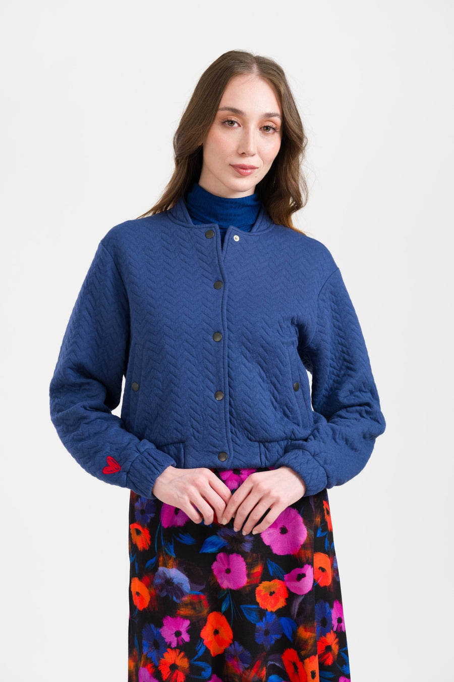 Billie Jacket Capitone | Navy Peony