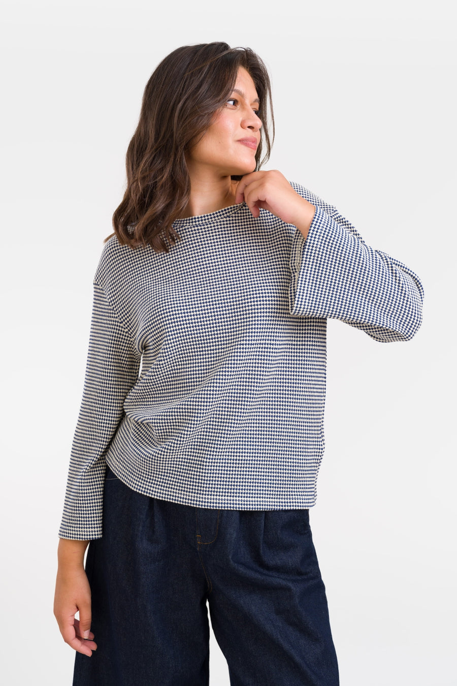 Cherry Oversized Top Double Dot | Navy Peony