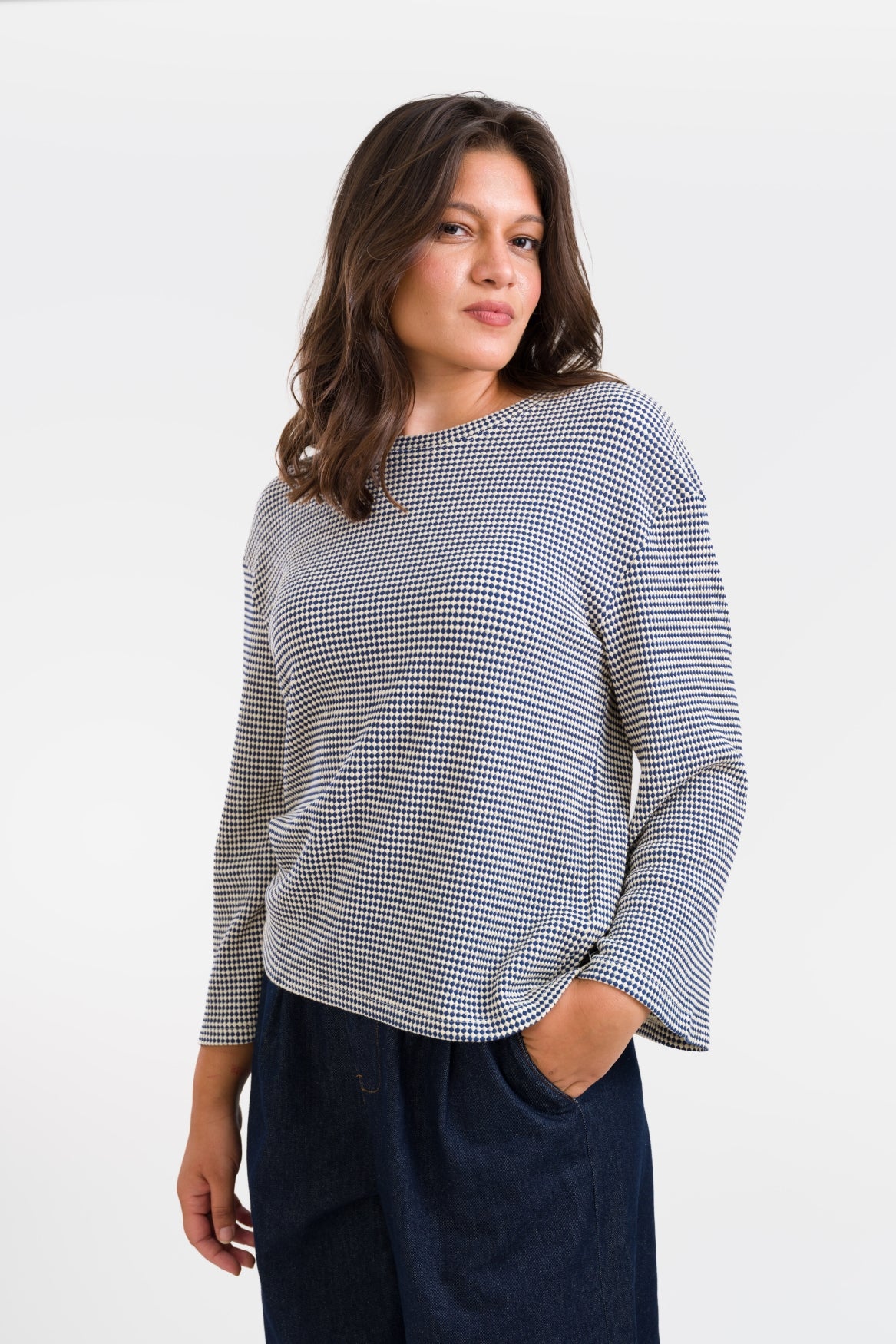 Cherry Oversized Top Double Dot | Navy Peony