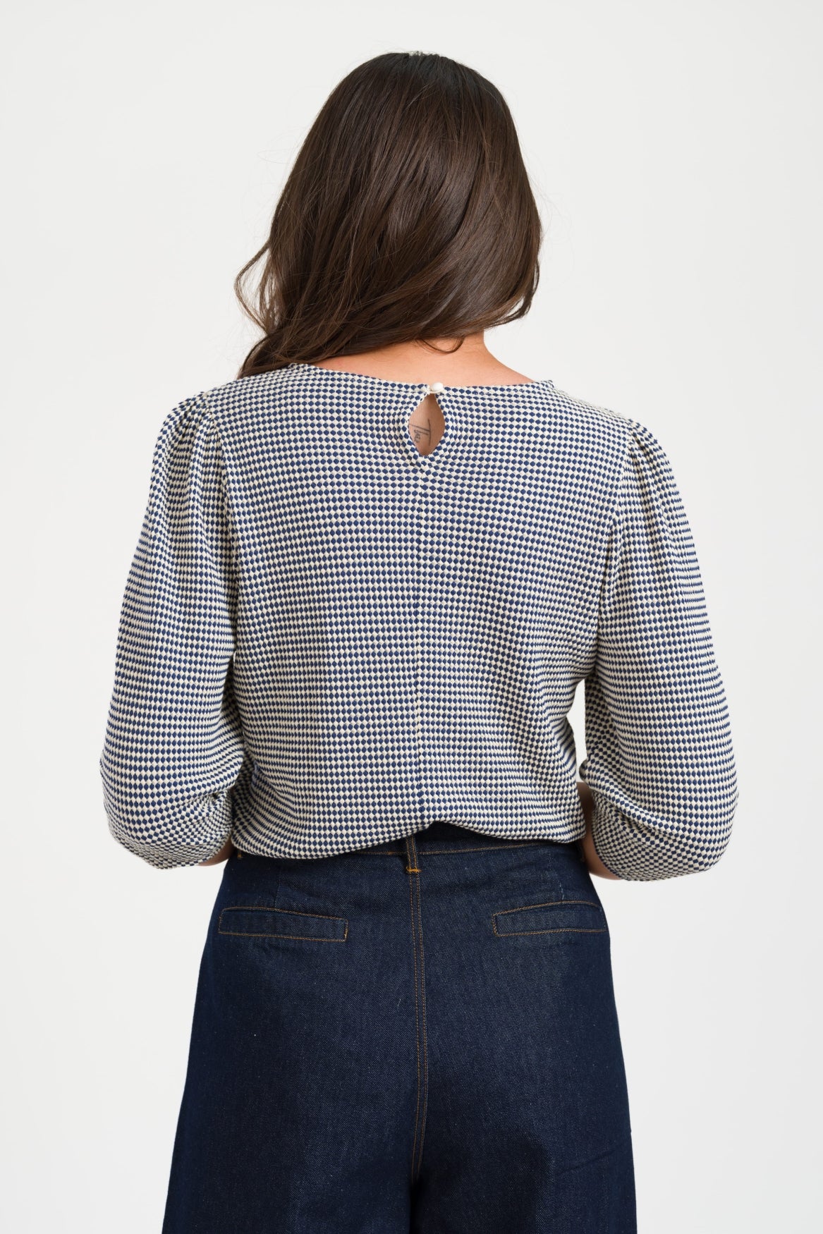 June Balloon Top Double Dot | Navy Peony