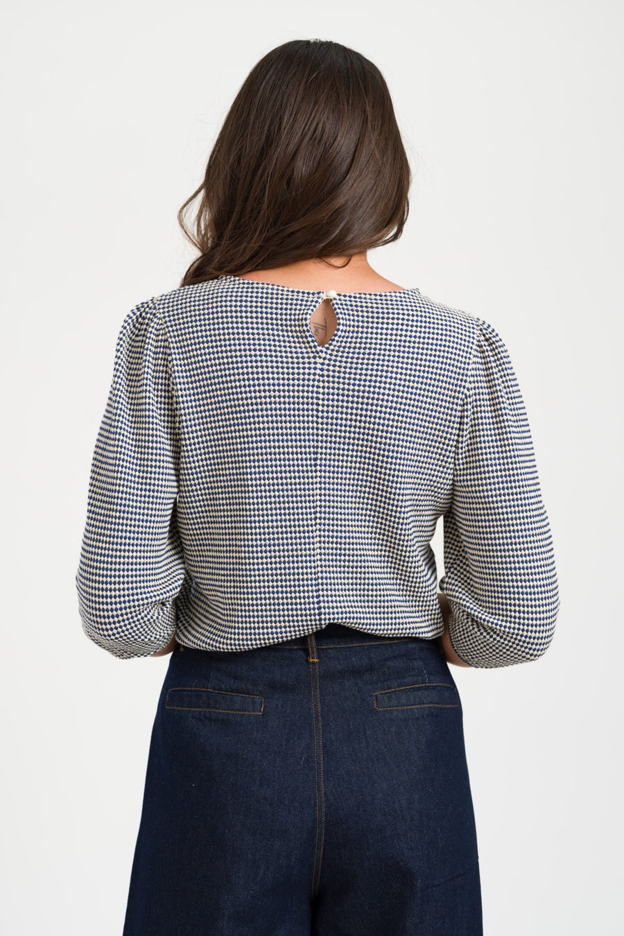 June Balloon Top Double Dot | Navy Peony
