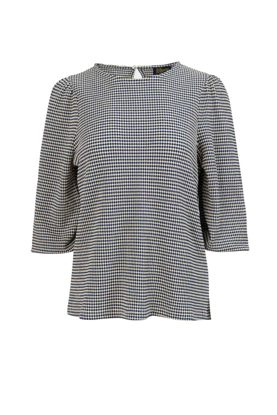 June Balloon Top Double Dot | Navy Peony