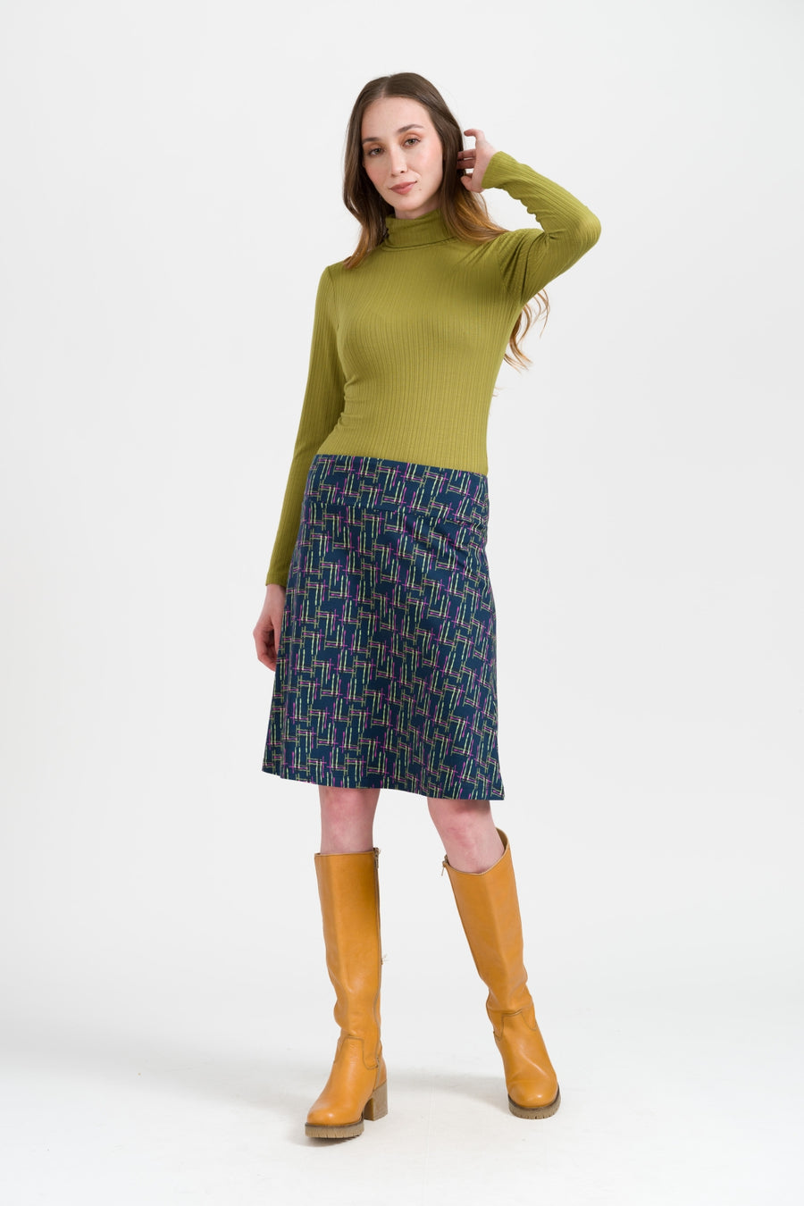 Esmee Skirt Electric Weave | Navy Peony
