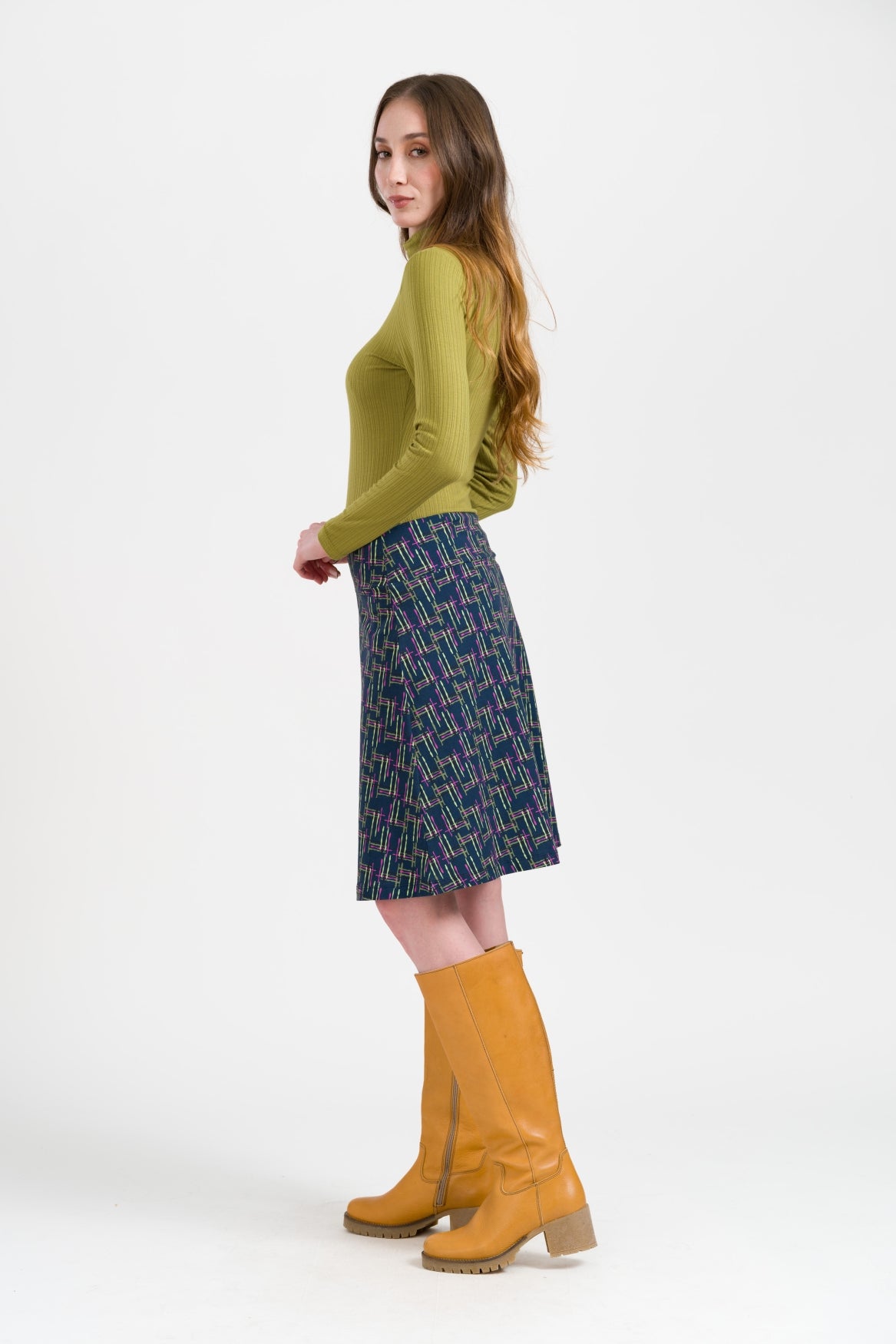 Esmee Skirt Electric Weave | Navy Peony