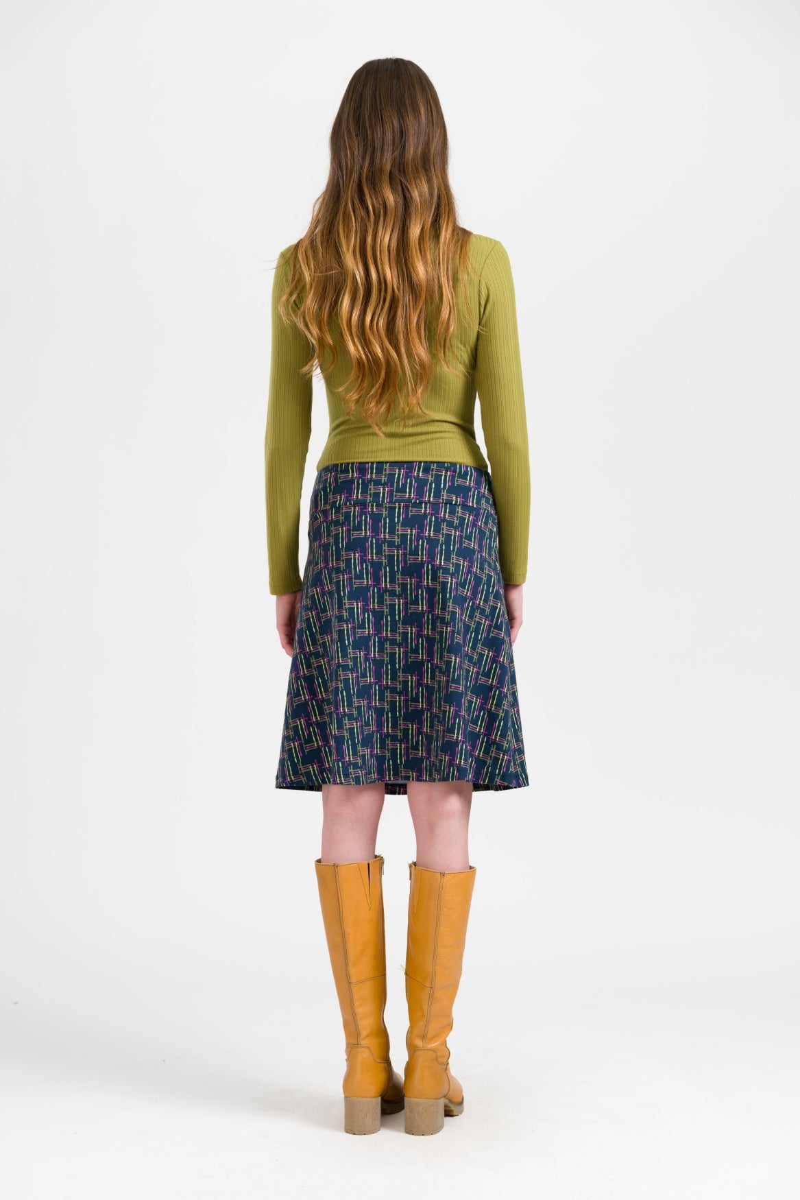 Esmee Skirt Electric Weave | Navy Peony