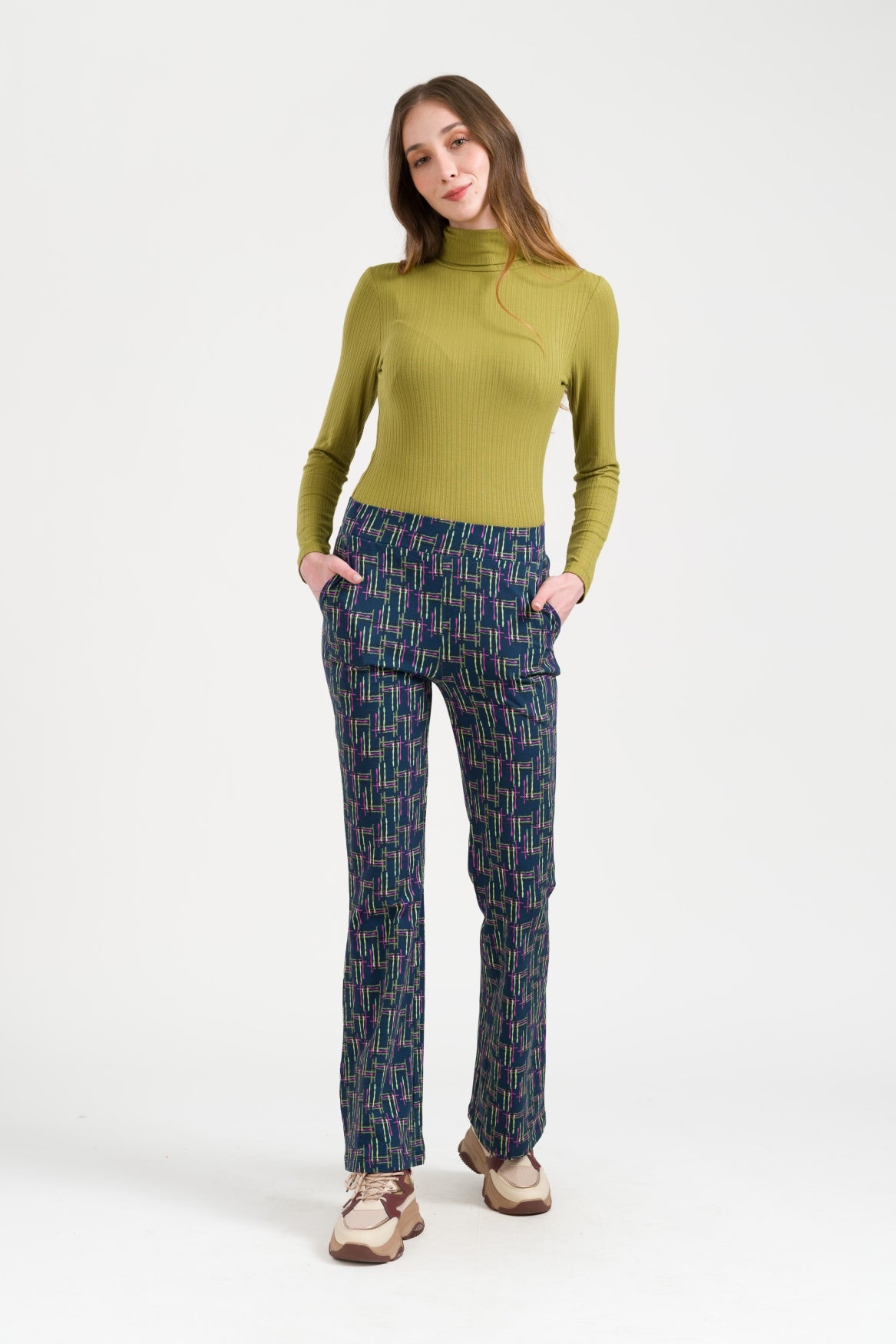 Lieke Trousers Electric Weave | Navy Peony