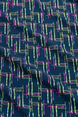 Sara Blouse LS Electric Weave | Navy Peony