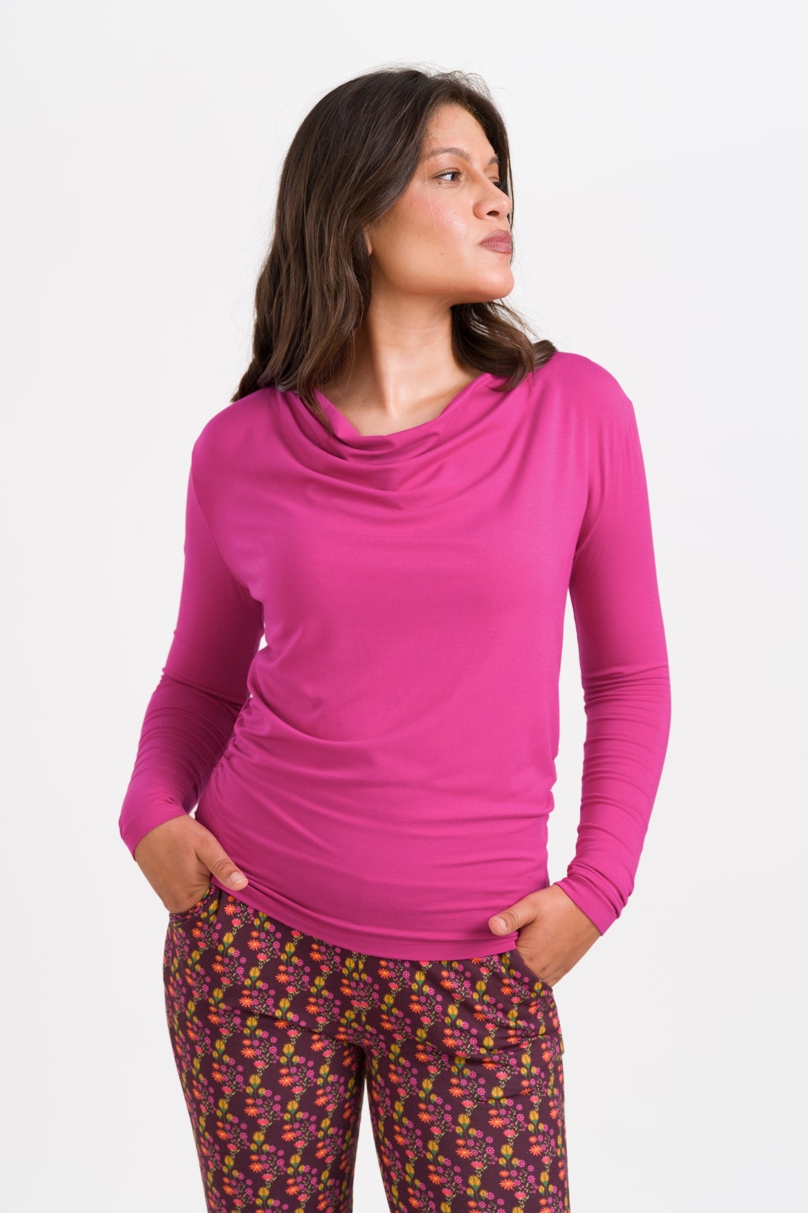 Ava Top Jersey Plain | Fuchsia Red