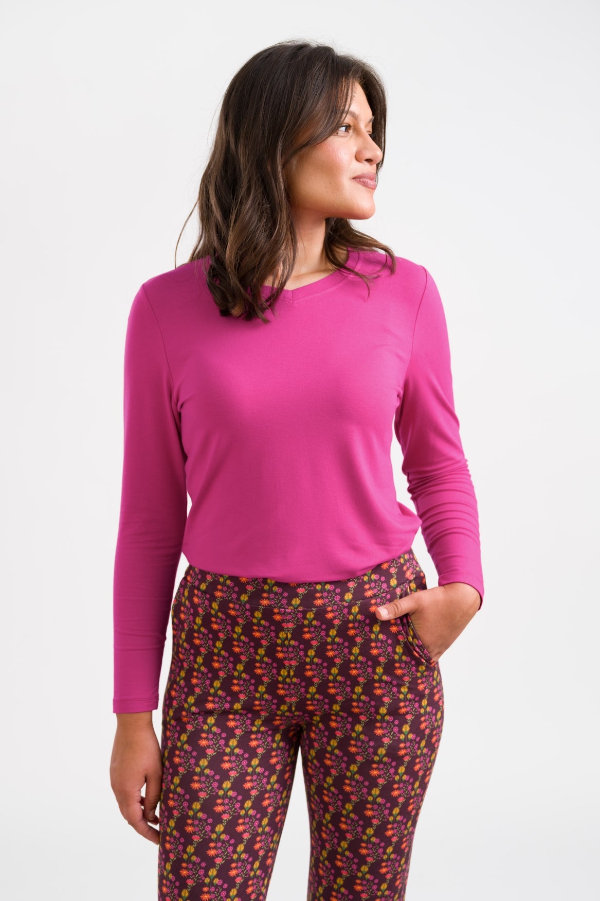 Vera Top LS Jersey Plain | Fuchsia Red