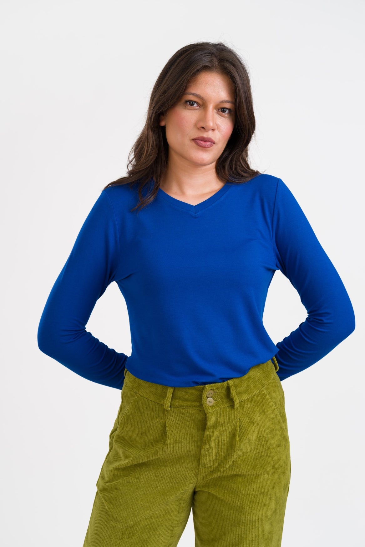 Vera Top LS Jersey Plain | True Blue