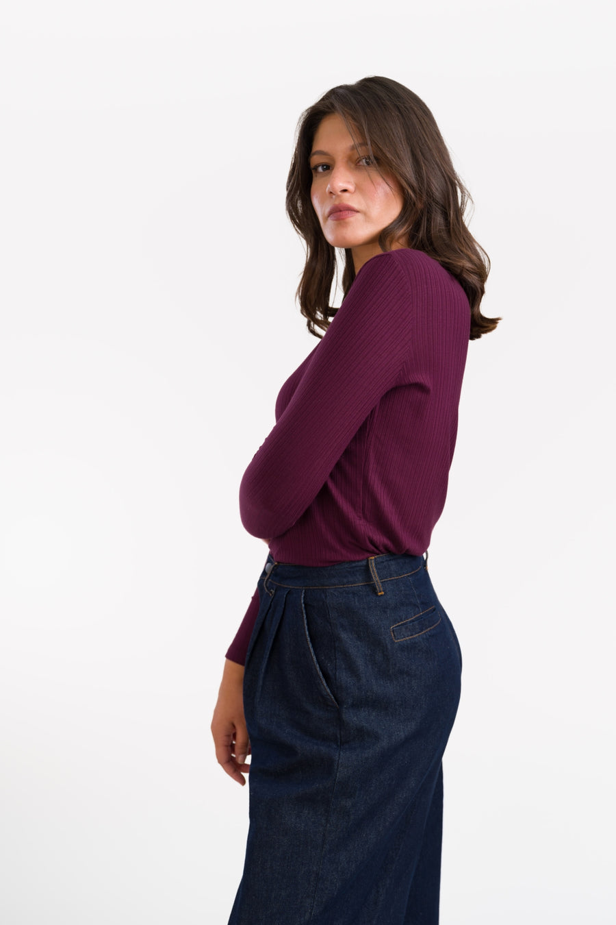 Ella Top LS Jersey Rib | Fig