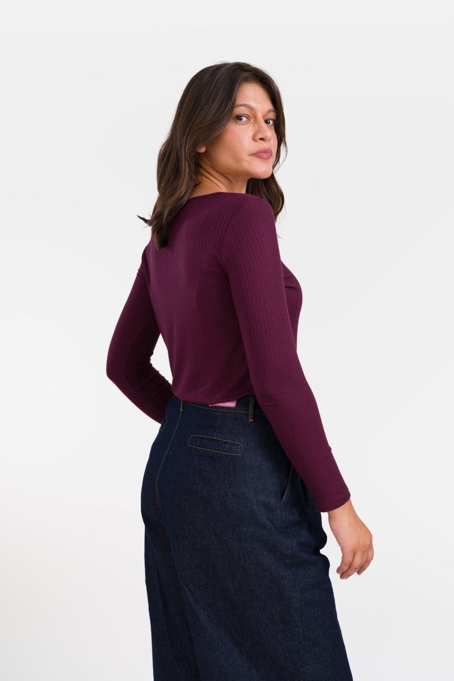 Ella Top LS Jersey Rib | Fig