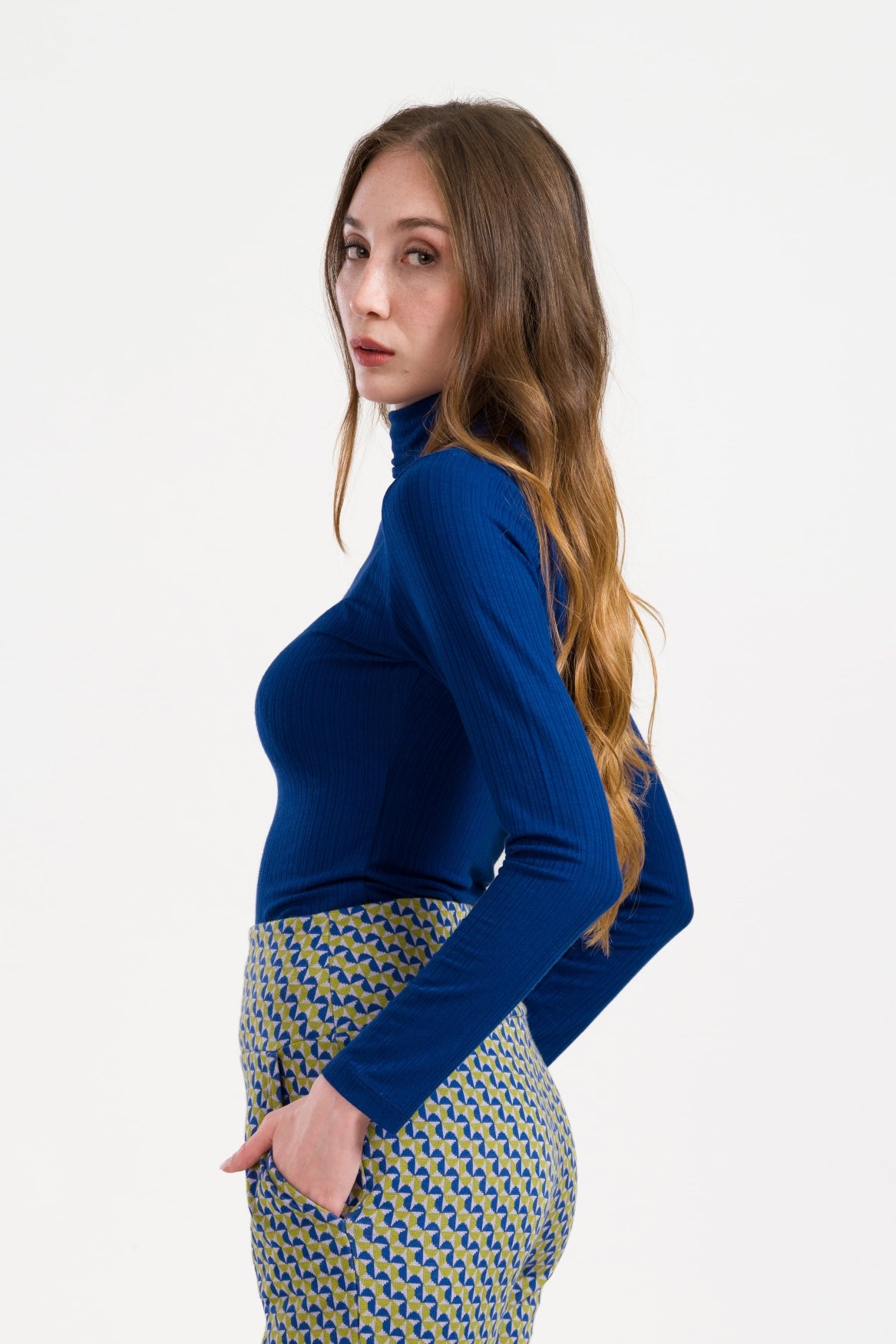 Ruby Top Jersey Rib | Navy Peony