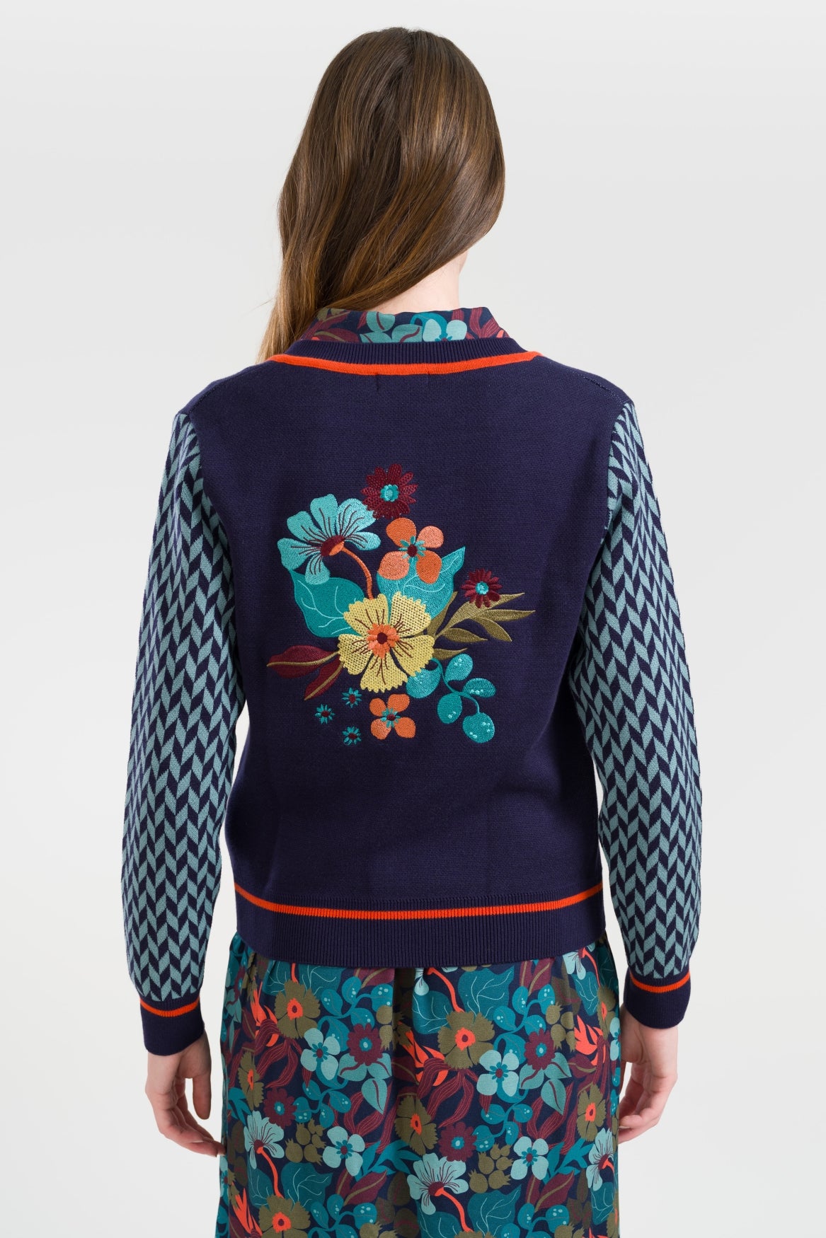 Cardigan Slow Bloomer Knitwear | Navy Peony