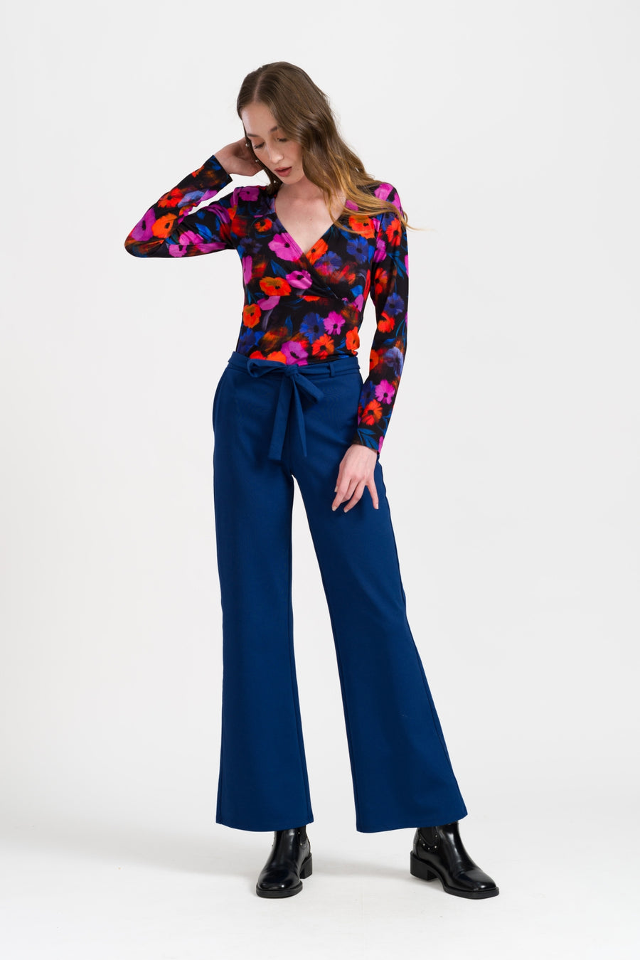 Sue Trousers Punta Di Roma | Navy Peony