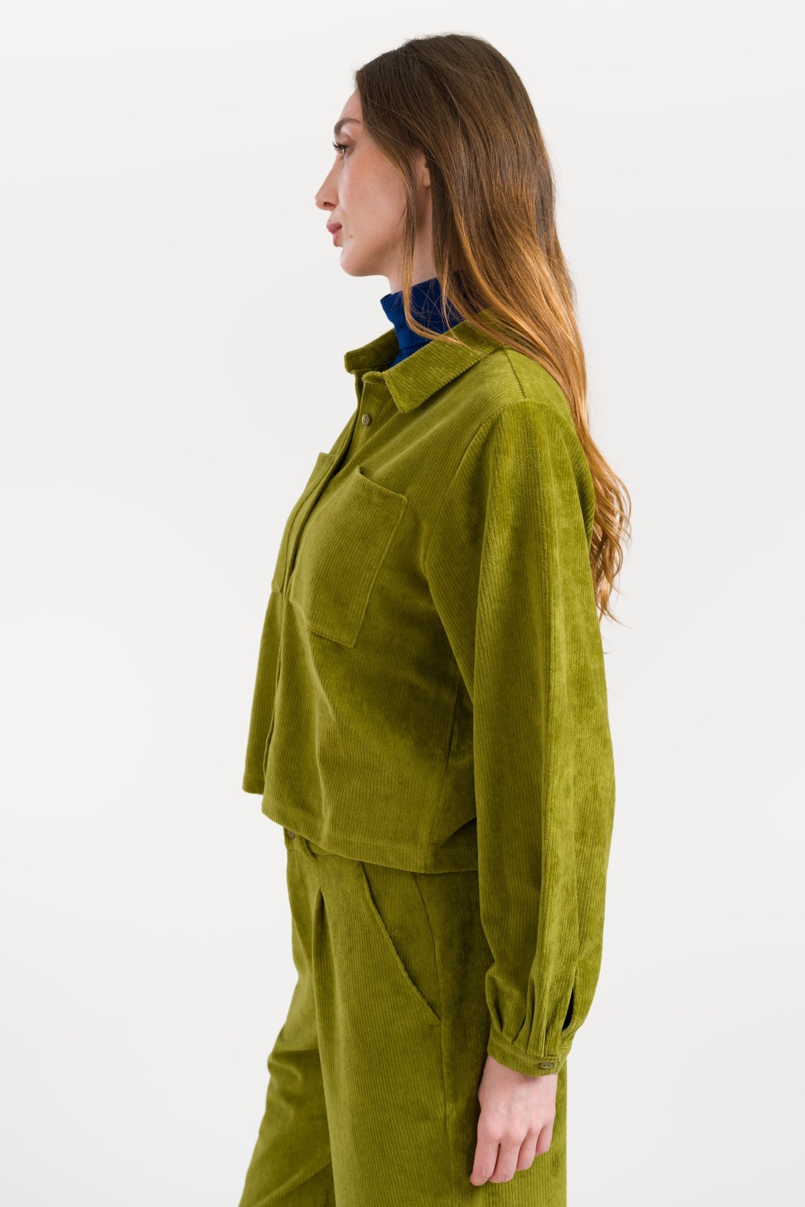 Abby Overshirt Rib Velour | Sphagnum