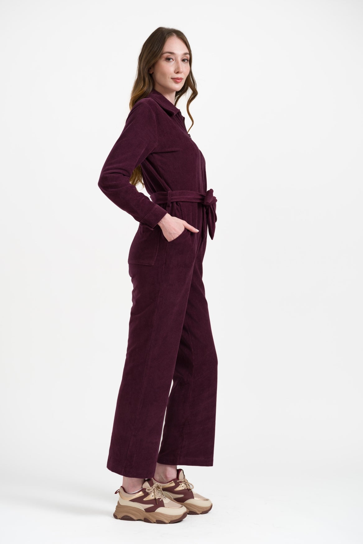 Ginger Jumpsuit Rib Velour | Fig