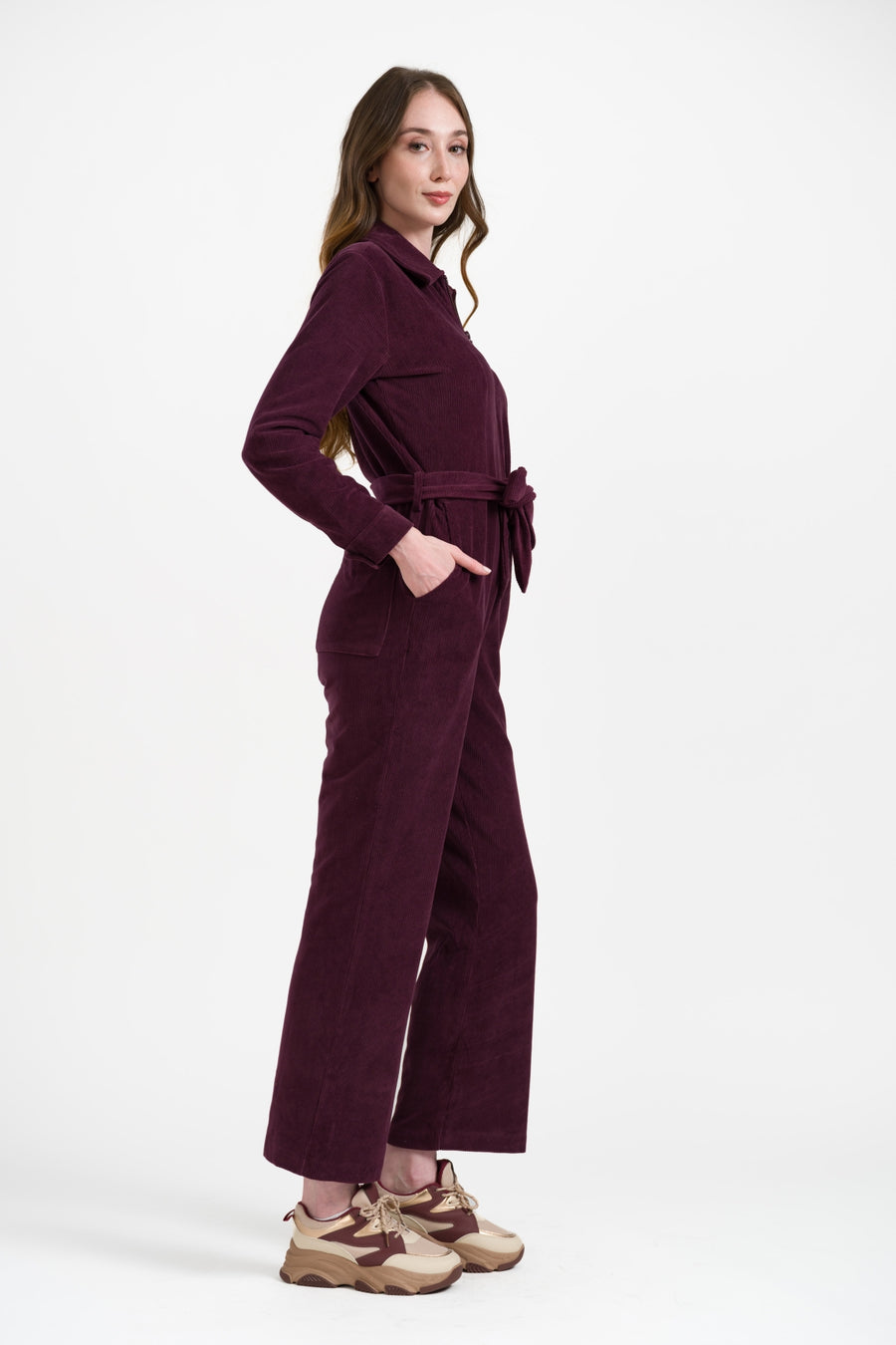 Ginger Jumpsuit Rib Velour | Fig