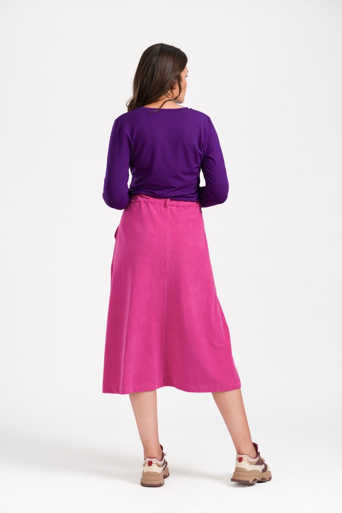 Isla Skirt Rib Velour | Fuchsia Red