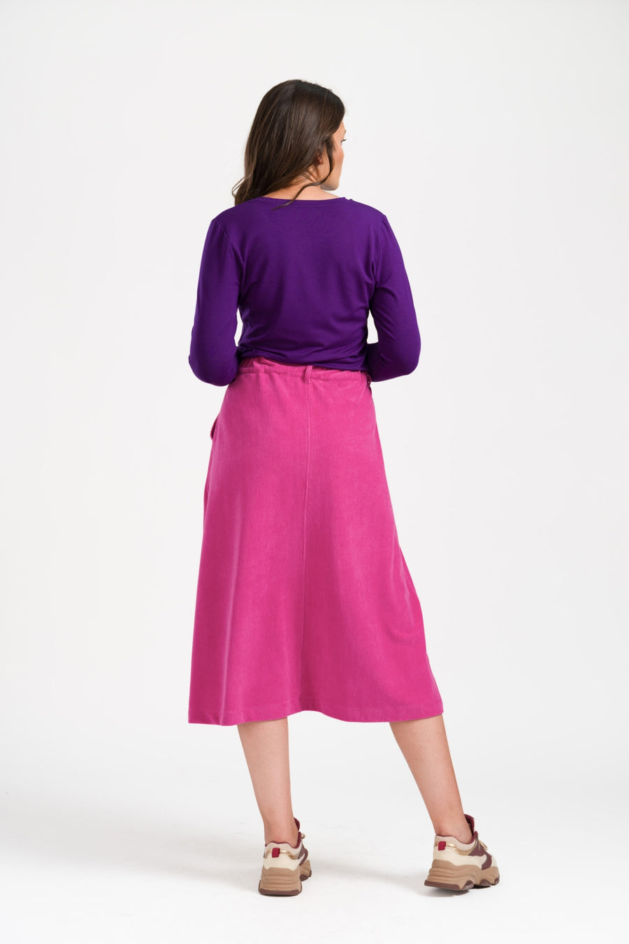 Isla Skirt Rib Velour | Fuchsia Red