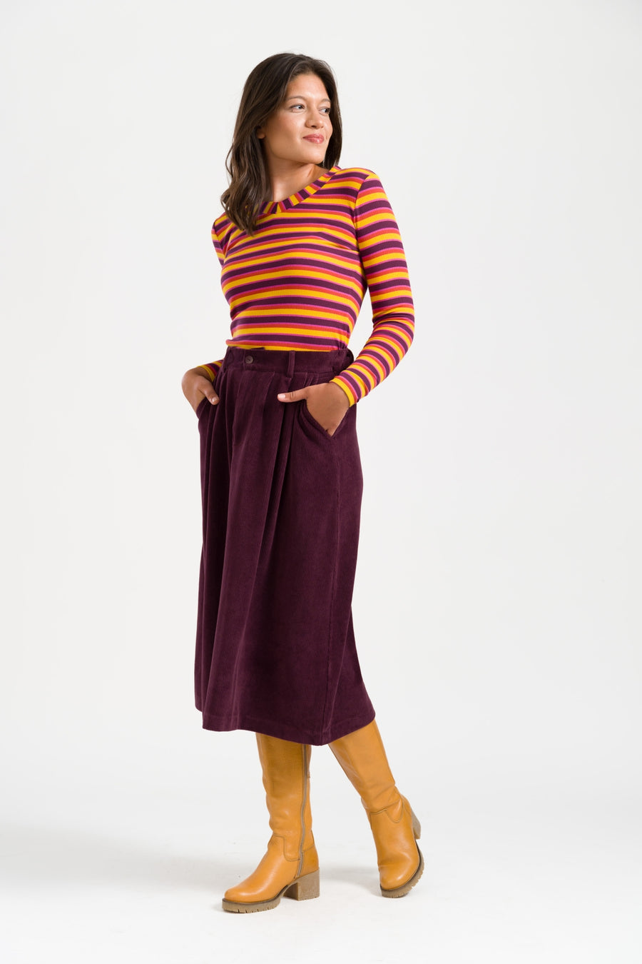 Isla Skirt Rib Velour | Fig