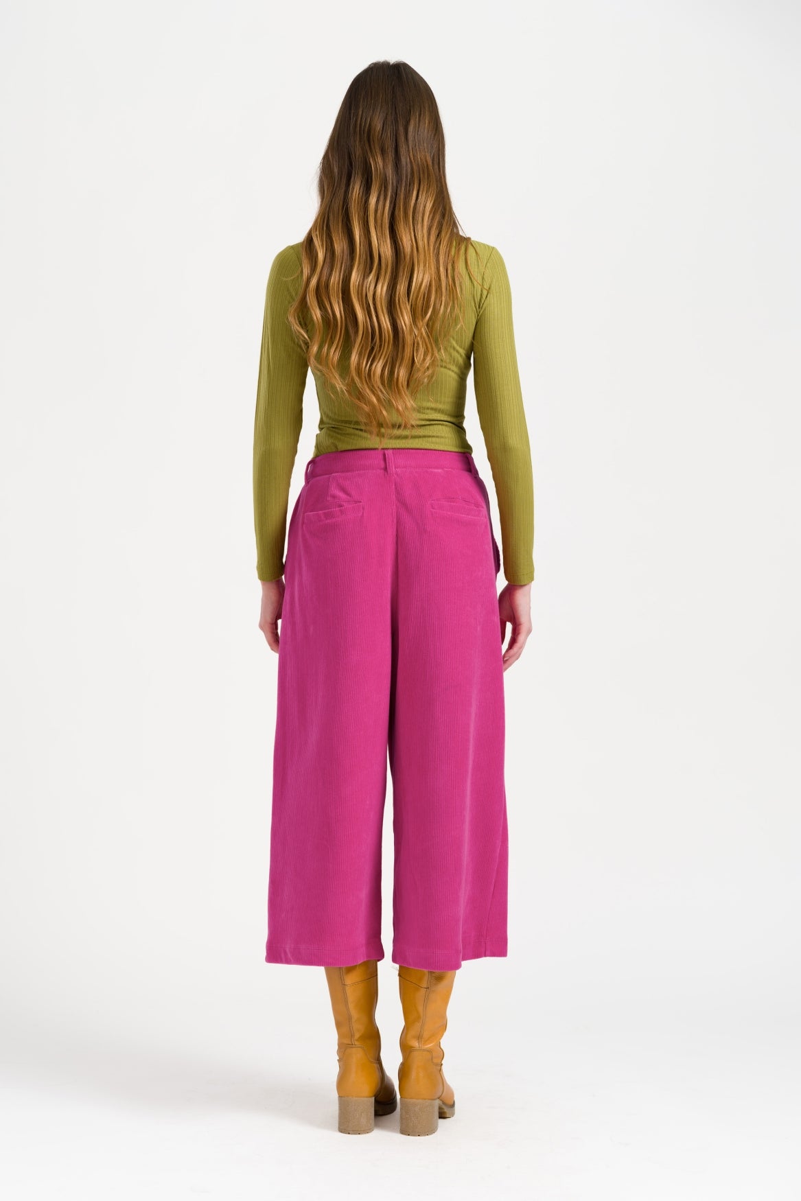 Lotus Trousers Rib Velour | Fuchsia Red