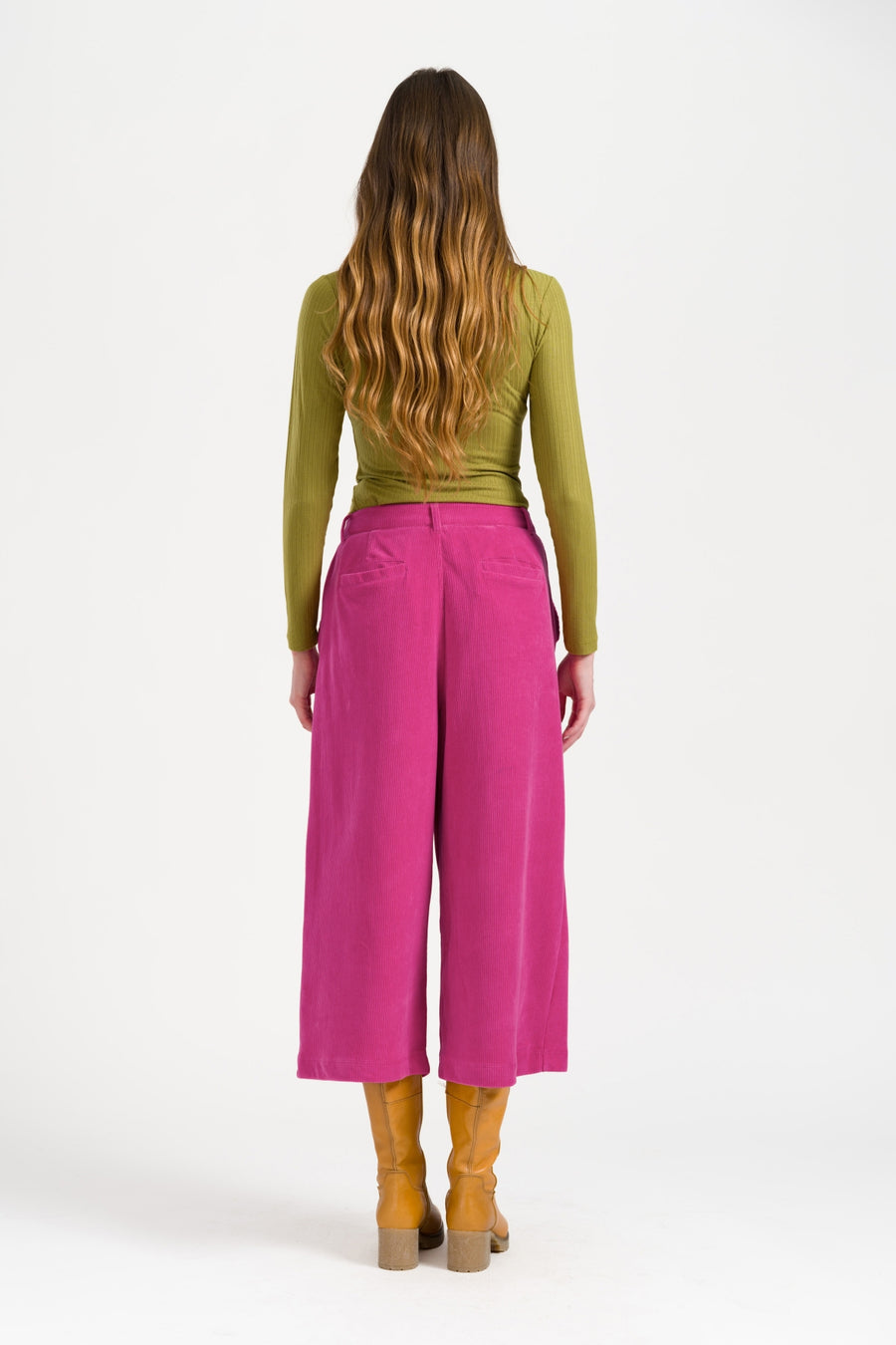 Lotus Trousers Rib Velour | Fuchsia Red