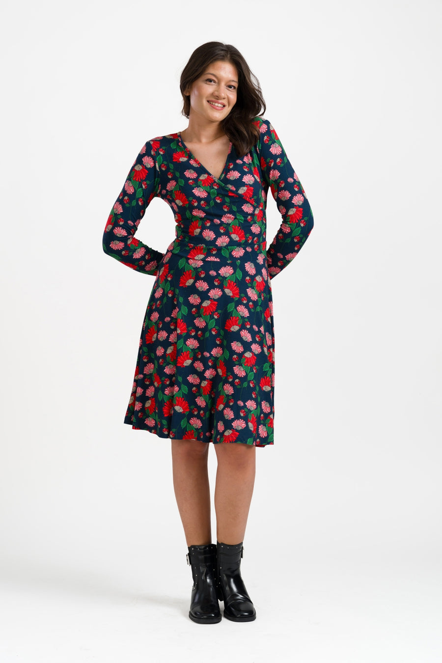 Daisy Dress LS Scarlet Serenade | Navy Peony