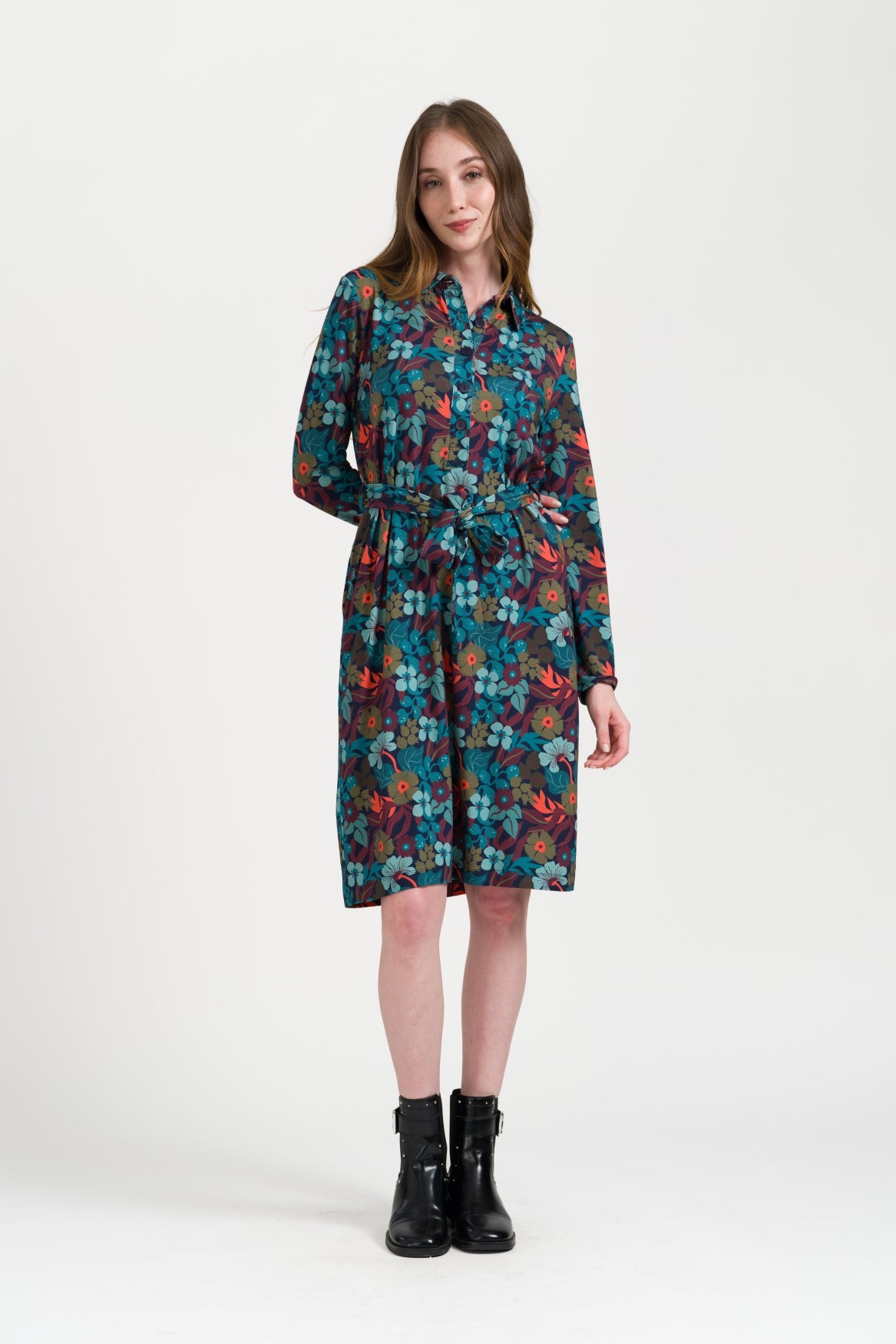 Pearl Dress Slow Bloomer | Navy Peony