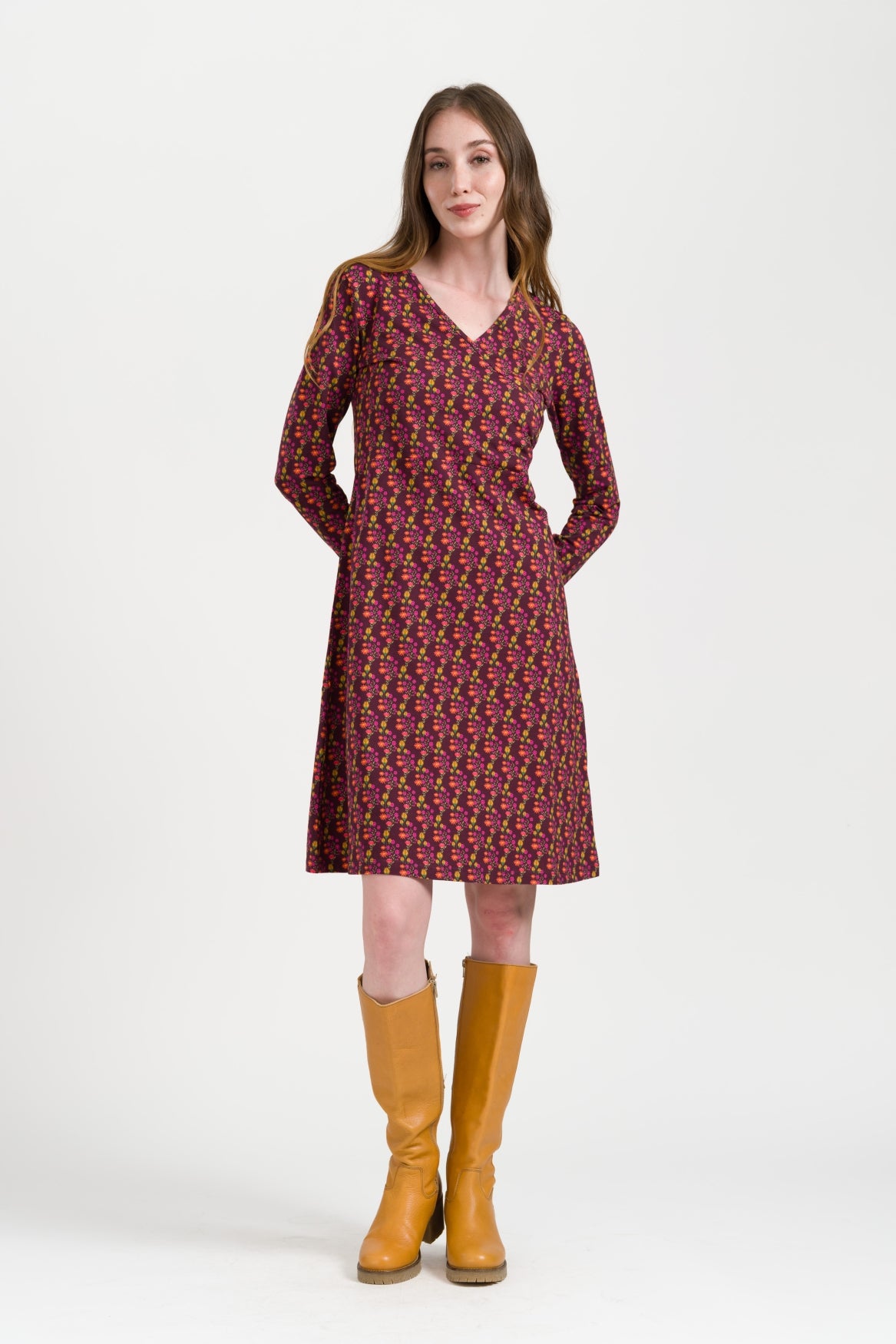 Chrissy Cross Dress LS Twilight Fig | Fig