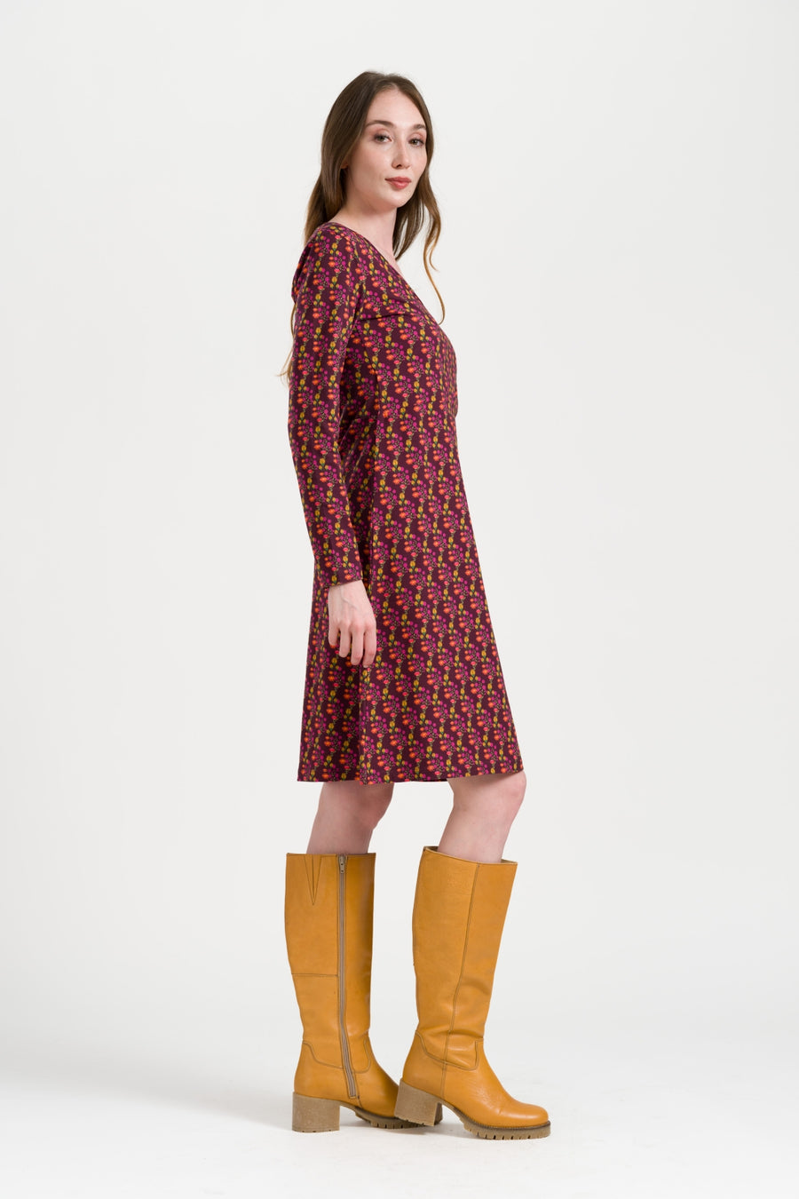 Chrissy Cross Dress LS Twilight Fig | Fig