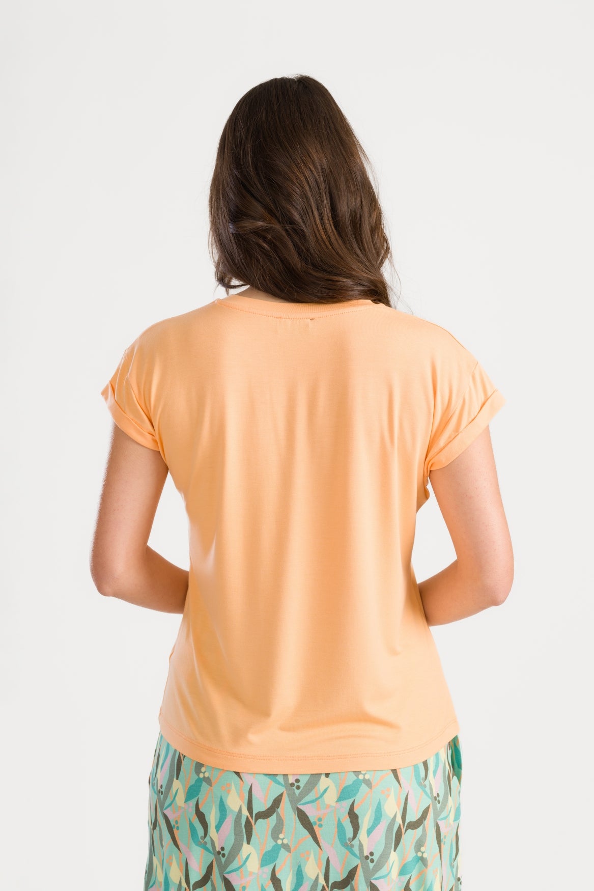 Vera Top Korte Mouwen Effen | Perzik Crumble
