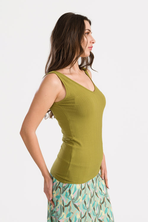 Stella Tanktop Tricot Rib | Golden Cypress