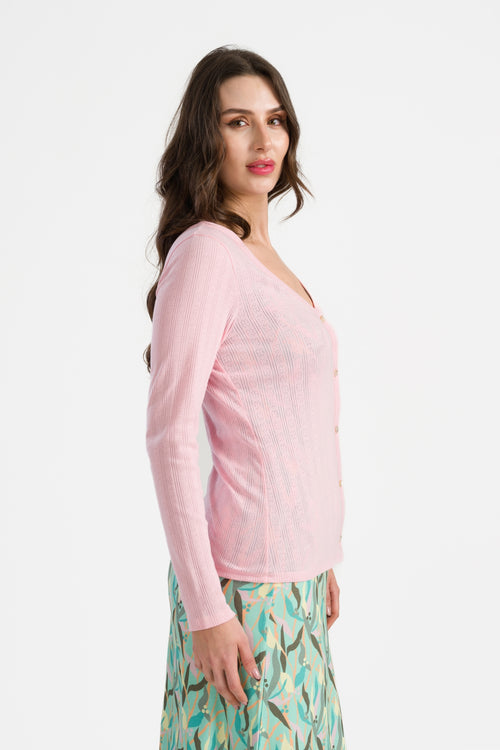 Vestje Pointelle | Tickled Pink