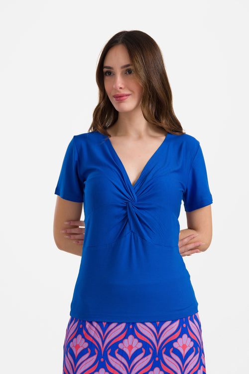 Angela top met korte mouwen | Effen blauw