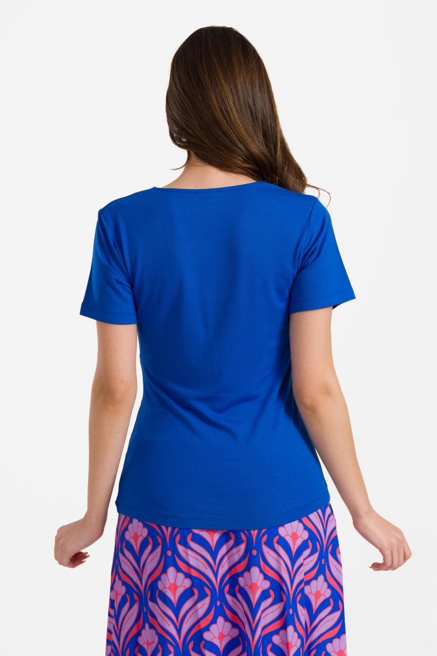 Angela top met korte mouwen | Effen blauw