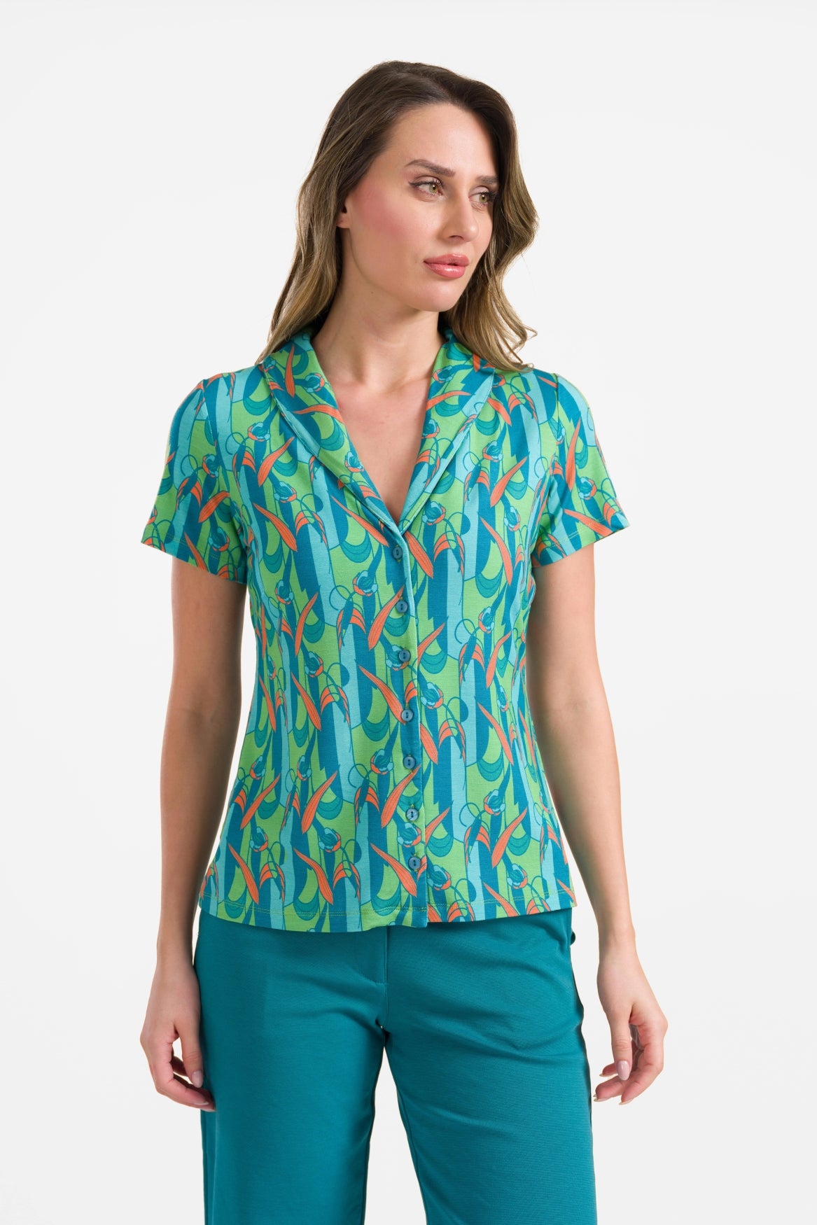 Iris blouse met korte mouwen | Tulpenwals