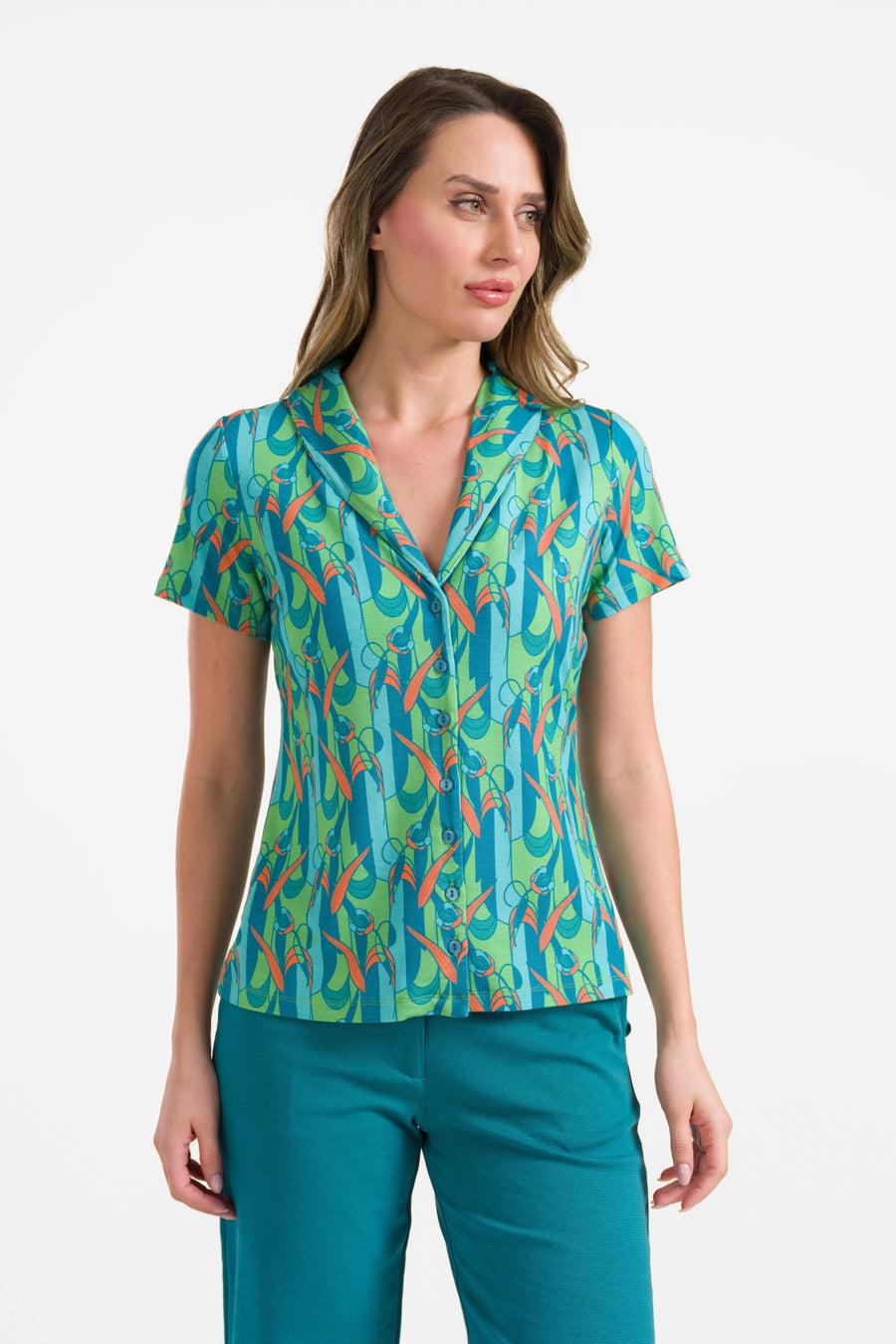 Iris blouse met korte mouwen | Tulpenwals