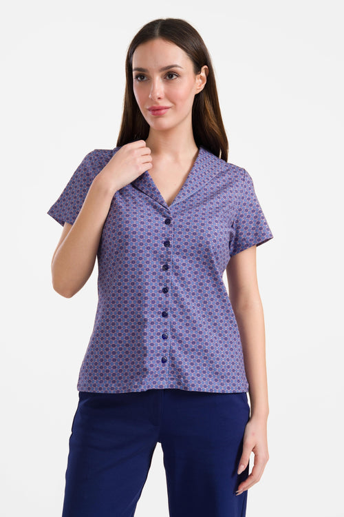 Iris blouse met korte mouwen | Small Blue Flower