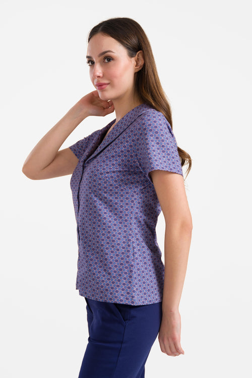 Iris blouse met korte mouwen | Small Blue Flower