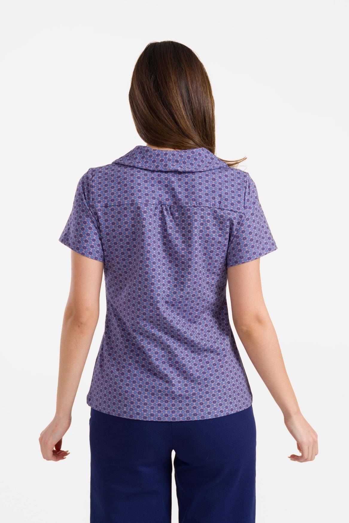 Iris blouse met korte mouwen | Small Blue Flower