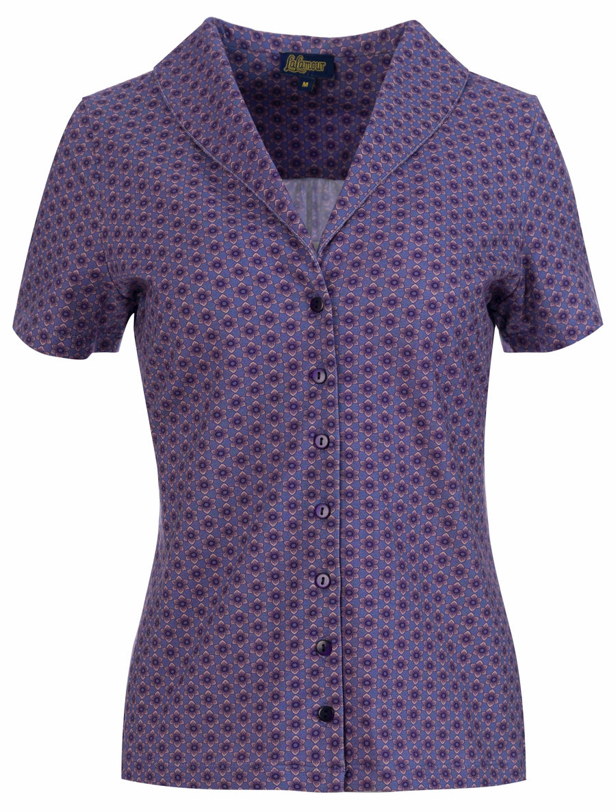 Iris blouse met korte mouwen | Small Blue Flower