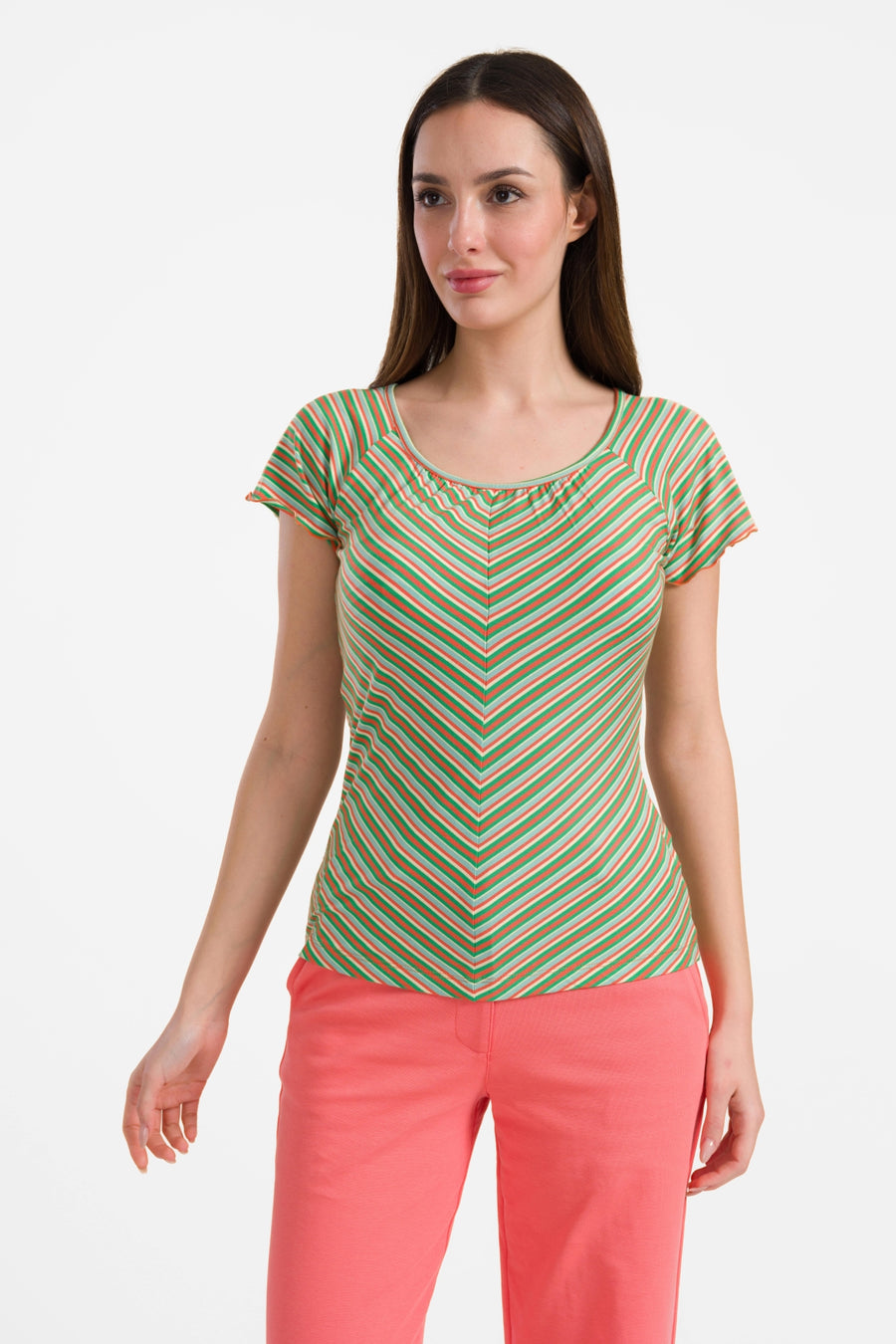 Vlindertop met korte mouwen | Summer Stripes Green