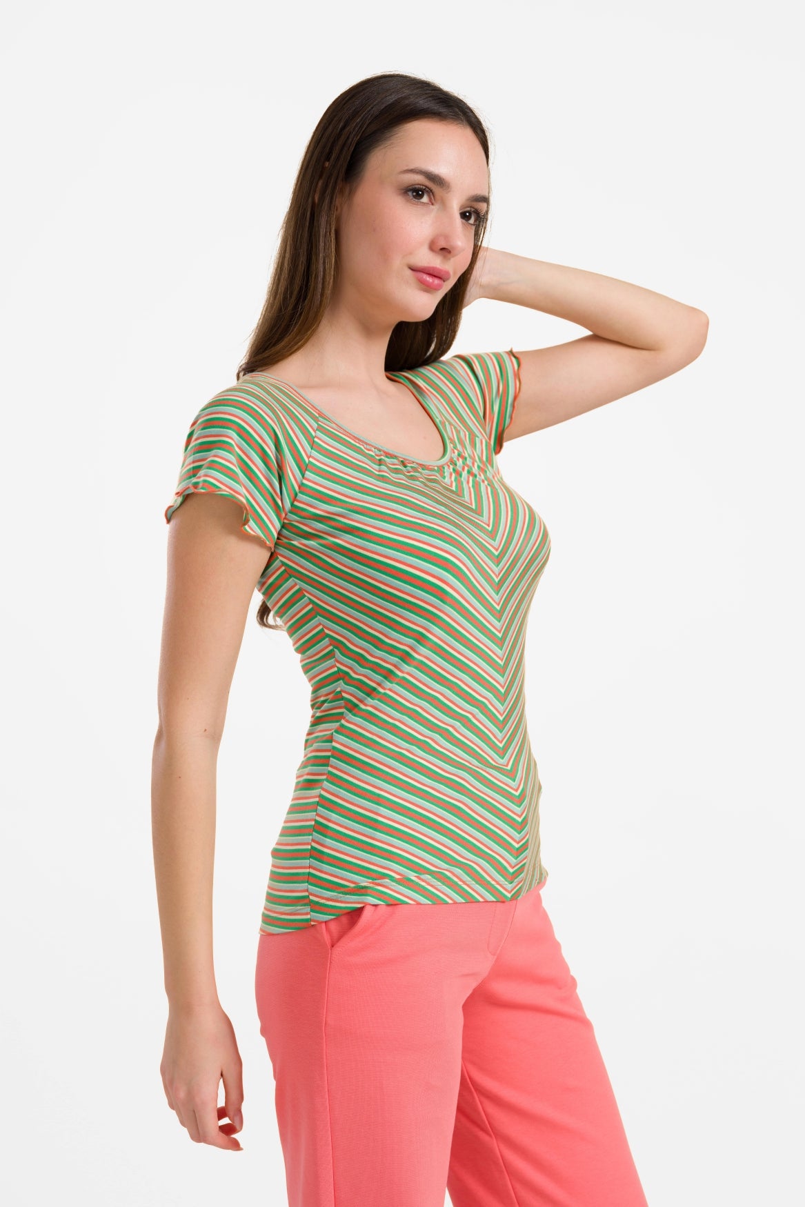 Vlindertop met korte mouwen | Summer Stripes Green