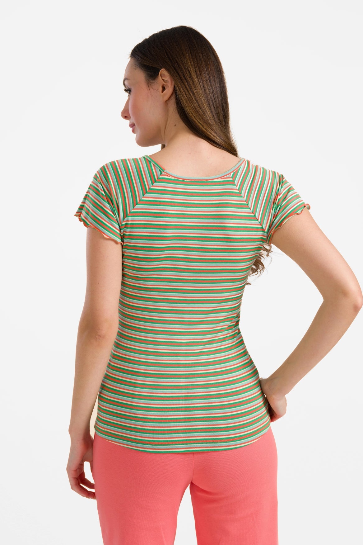 Vlindertop met korte mouwen | Summer Stripes Green