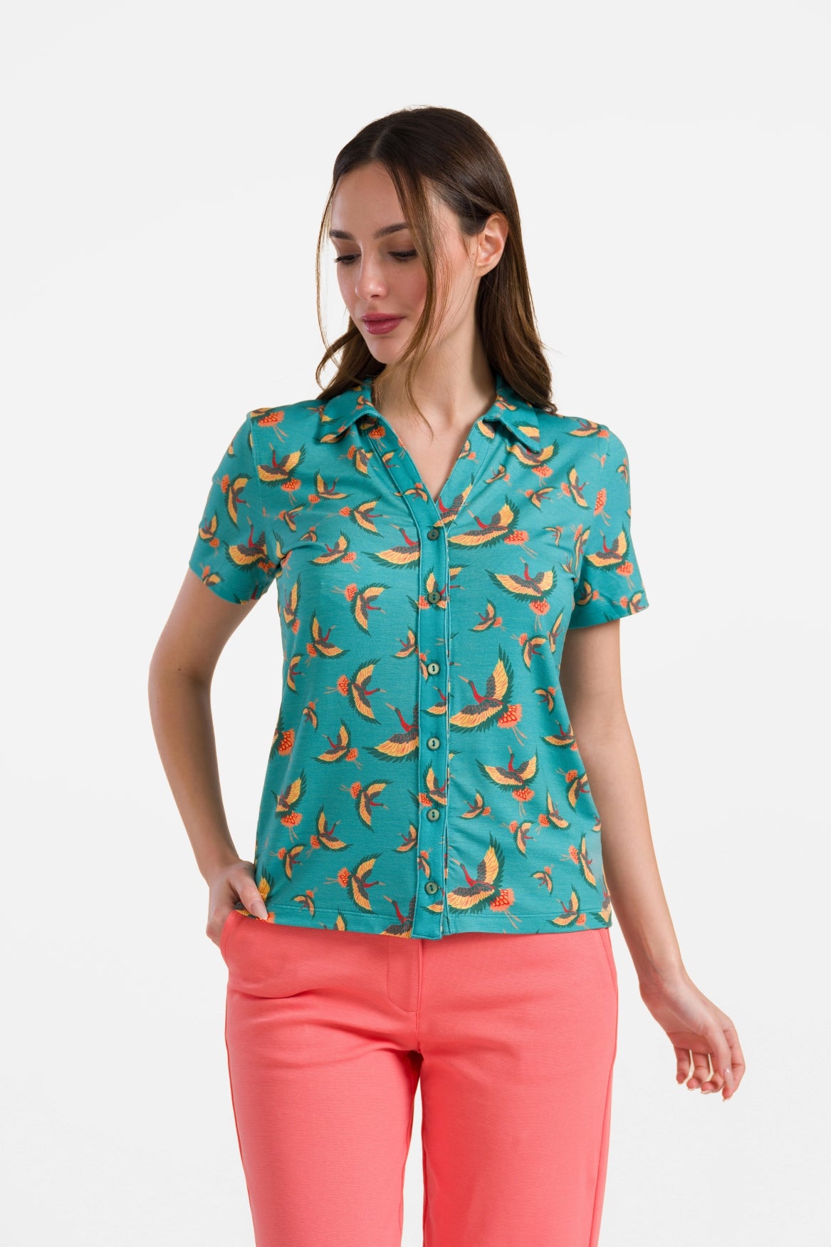 Lena blouse met korte mouwen | Crane