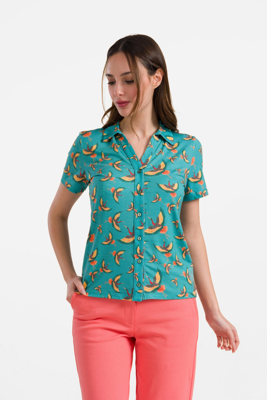 Lena blouse met korte mouwen | Crane