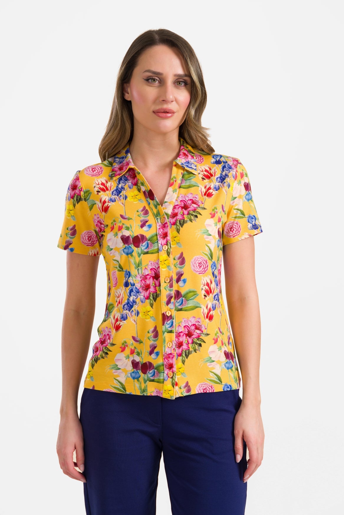 Lena blouse met korte mouwen | Summer Bouquet