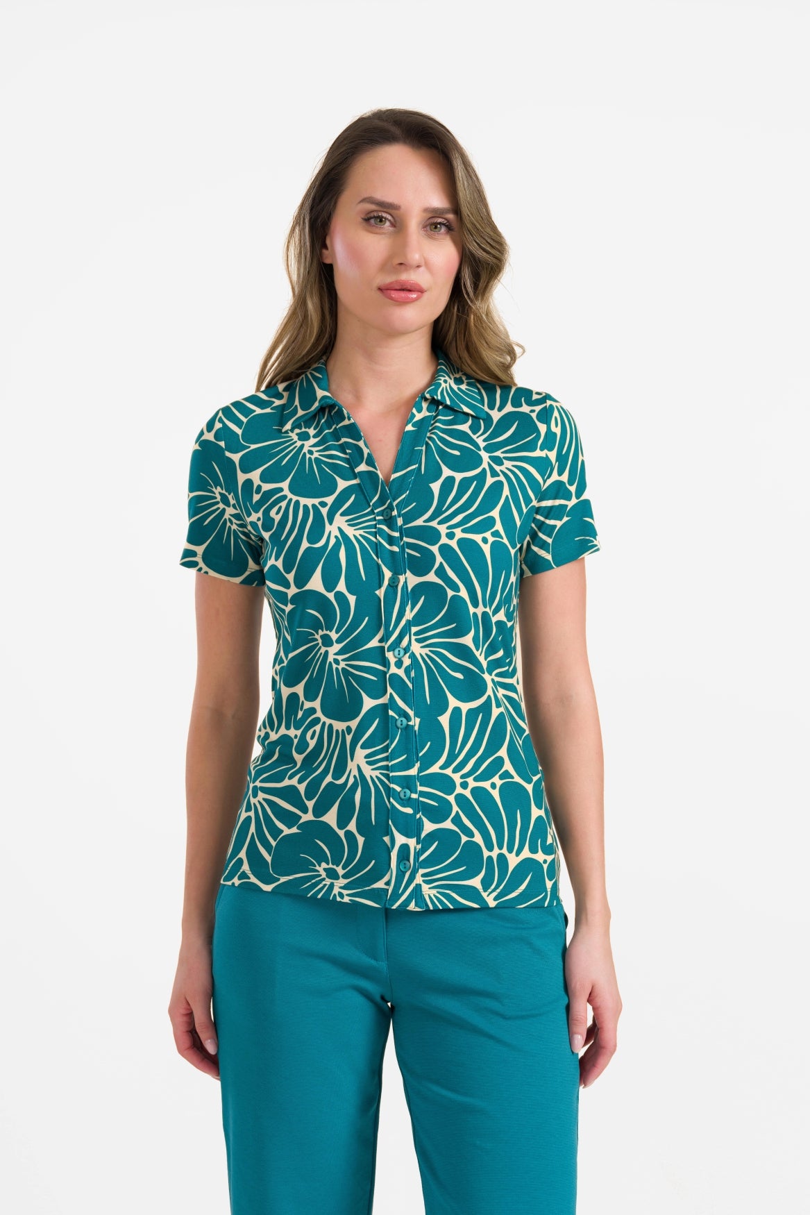 Lena blouse met korte mouwen | Flower Lake