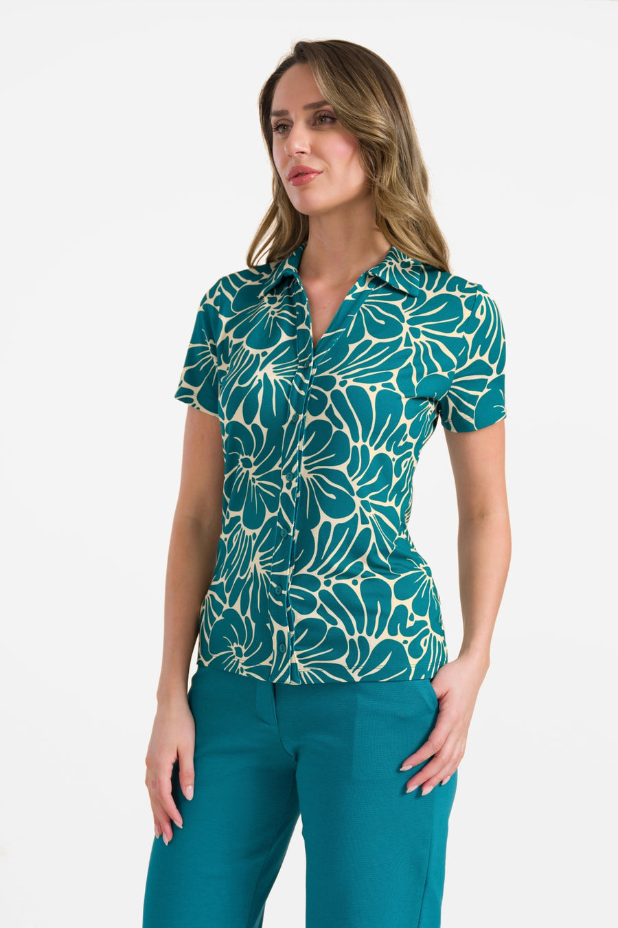 Lena blouse met korte mouwen | Flower Lake